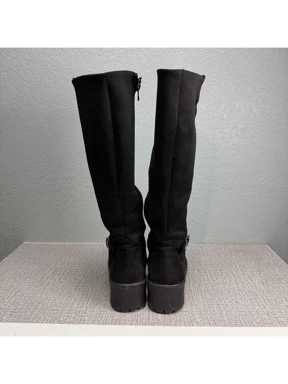 BZees Boots Womens Size 11 Black Bristol High Tall Shaft Black Riding Full Zip